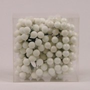Шарики стеклянные 1,5 см. белые (12 пучков-144 шарика) Flora 44617
