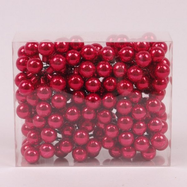 Кульки скляні 2 см. червоні опал (12 пучків-144 кульки) Flora 44626