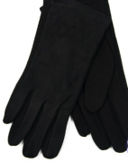 Женские  трикотажно-велюровые перчатки с плюшевой подкладкой - №16-2-2  XL черный