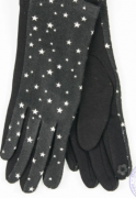 Женские трикотажные стрейчевые перчатки для сенсорных телефонов - №17-1-10 L  черный