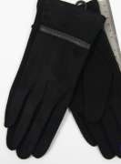 Женские  трикотажно-велюровые перчатки с плюшевой подкладкой - №16-2-2  L черный