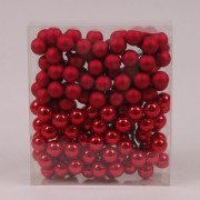 Шарики стеклянные 2,5 см. красные (12 пучков-144 шарика) Flora 44633