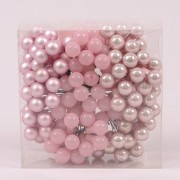 Шарики стеклянные 1,5 см. розовые микс (12 пучков-144 шарика) Flora 44620