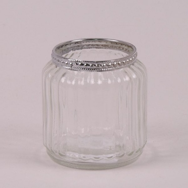 Свічник скляний H-8,5 см. (ціна за 1 шт.) Flora 26807