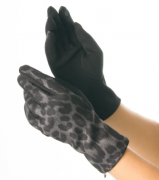 Жіночі леопардові рукавички зі штучної замші № 19-1-52 L сірий