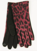Жіночі леопардові рукавички зі штучної замші № 19-1-52 L червоний