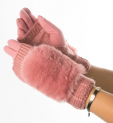 Текстильные женские перчатки-перчатки с вязкой №19-1-55 M розовый