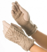 Текстильные женские перчатки c вязаной митенкой № 19-1-56 S розовый