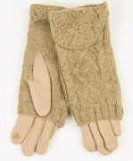 Текстильные женские перчатки c вязаной митенкой № 19-1-56 L бежевый