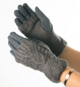 Текстильные женские перчатки c вязаной митенкой № 19-1-56 M серый