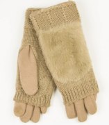 Текстильные женские перчатки-перчатки с вязкой №19-1-55 M бежевый