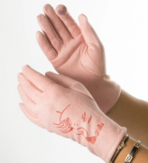Женские перчатки из искусственной замши с принтом №19-1-64 M розовый