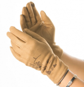 Женские перчатки из искусственной замши с принтом №19-1-64 S коричневый