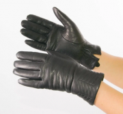Женские перчатки из оленьей кожи на плетеной шерстяной подкладке - F22-4 XL черный