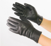 Женские перчатки из оленьей кожи на плетеной шерстяной подкладке - F22-5 XXL черный