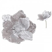 Цветок новогодний Магнолия серый 12688 Flora
