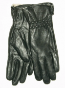 Женские кожаные зимние перчатки на меху кролика - F11-6 M черный