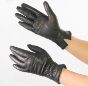 Женские перчатки из оленьей кожи на плетеной шерстяной подкладке - F22-2 L черный