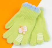 Перчатки для девочек подростков (арт. 21-25-26) XS  зеленый