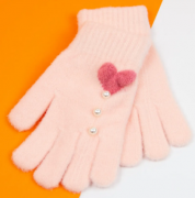 Перчатки для девочек подростков (арт. 21-25-28) L розовый