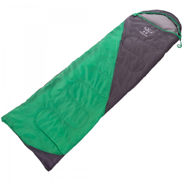 Спальный мешок одеяло с капюшоном Zelart SP-Sport SY-D02 Серый-Салатовый