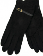 Женские велюровые перчатки с плюшевым утеплителем - №16-1-2  XL  черный