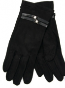 Женские велюровые перчатки с плюшевым утеплителем - №16-1-2  M  черный