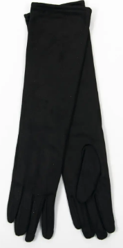 Довгі велюрові рукавички з плюшевим утеплювачем 50см №16-1-3  L  чорний