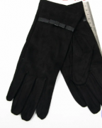 Женские велюровые перчатки с плюшевым утеплителем - №16-1-2  XL  черный
