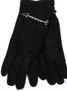 Женские велюровые перчатки с плюшевым утеплителем - №16-1-2  S  черный