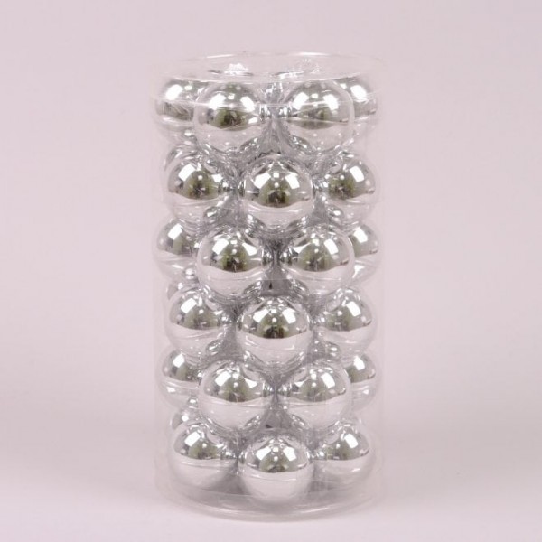 Кульки скляні 3,8 см. срібні глянсові (36 шт.) Flora 44609
