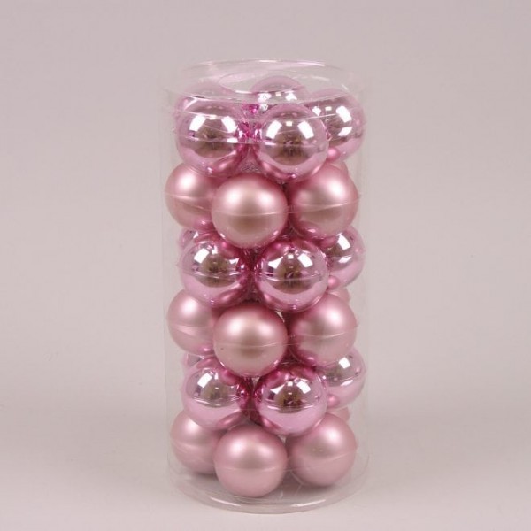 Кульки скляні 5,7 см. рожеві (30 шт.)  Flora 44585