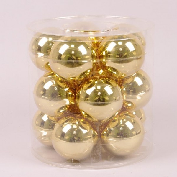 Кульки скляні 8 см. золоті глянсові (15 шт.) Flora 44605