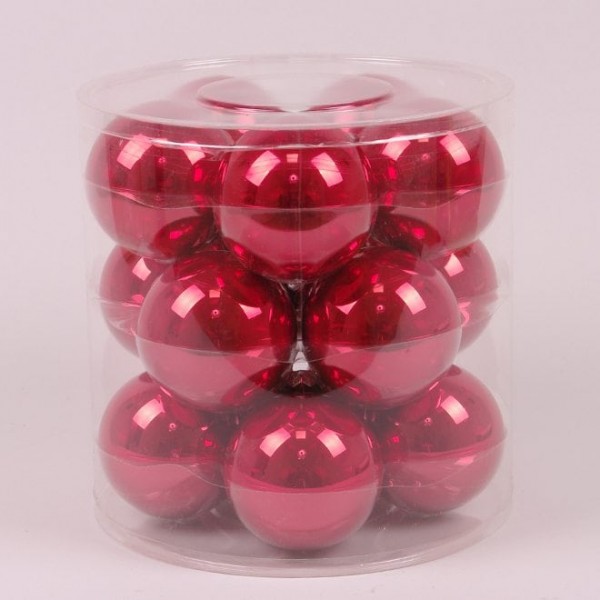 Кульки скляні 8 см. червоні опал (15 шт.) Flora 44606