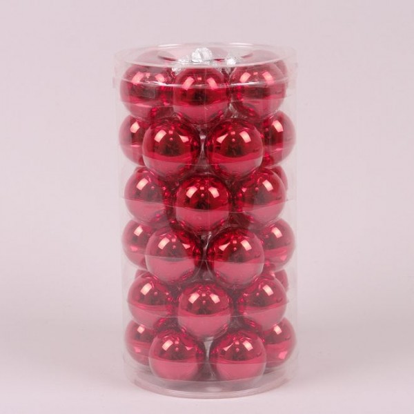 Кульки скляні 3,8 см. червоні глянсові (36 шт.) Flora 44573