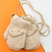 Перчатки для малышей зимние на веревочке со смайликом (арт. 22-25-40) XS бежевый