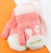 Перчатки для малышей зимние на веревочке с зайкой (арт. 22-25-39) XS розовый