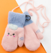 Перчатки для малышей зимние с мехом на веревочке (арт. 22-25-36) XS розовый
