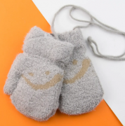 Перчатки для малышей зимние на веревочке со смайликом (арт. 22-25-40) XS серый