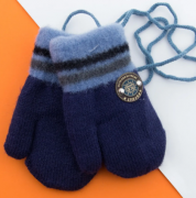 Перчатки для малышей зимние с мехом на веревочке (арт. 22-7-23) XS синий