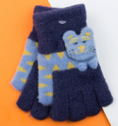 Перчатки для детей с котиками (арт. 22-25-52) XS серый