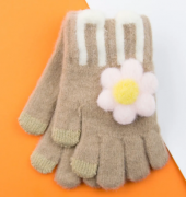 Перчатки для детей для сенсорного телефона с цветочком (арт. 22-25-49) XS коричневый