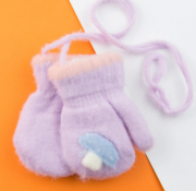 Перчатки для малышей с мехом на веревочке с грибочком (арт. 22-25-53) XS фиолетовый