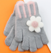 Перчатки для детей для сенсорного телефона с цветочком (арт. 22-25-49) XS серый