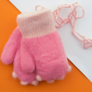 Перчатки для малышей зимние с когтями на веревочке (арт. 22-7-28) XS розовый