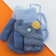 Перчатки для малышей зимние на веревочке со слониками (арт. 22-7-30) XS голубой