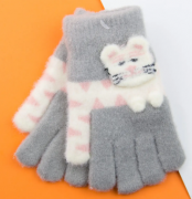 Перчатки для детей с котиками (арт. 22-25-52) XS серый