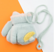 Перчатки для малышей с мехом на веревочке с грибочком (арт. 22-25-53) XS бирюзовый