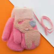 Перчатки для малышей зимние на веревочке со слониками (арт. 22-7-30) XS розовый