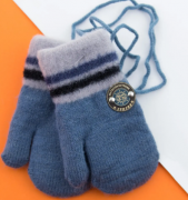 Перчатки для малышей зимние с мехом на веревочке (арт. 22-7-23) XS голубой